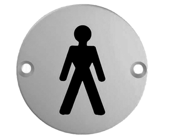 Eurospec Male Symbol Sign, Polished Stainless Steel OR Satin Stainless Steel Finish - SEX1011